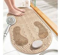 Tapis de douche antidérapant avec ventouses et pierre ponce amovible, dimensions 40x80 cm, blanc, en TPE