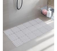 Tapis de douche antidérapant, carré, avec ventouses et trous de drainage, 40 x 80 cm, gris