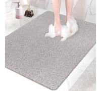 Tapis de douche antidérapant, dimensions 80x100 cm, mélange de couleurs gris clair et blanc, avec trous de drainage et fonction de massage