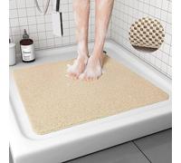 Tapis de douche antidérapant, lavable, 80x80 cm, beige, anti-moisissure, à séchage rapide, en PVC (type Luffa)