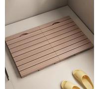 Tapis de Douche en Bois Massif Très Épais,Tapis de Sol de Douche Imperméable et Résistant À L'usure,Coins Arrondis,Personnalisation Antidérapante Disponible(70x90cm/27.6x35.4in)