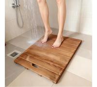 Tapis de Douche en Bois Traité Avec Conservateur, Tapis de Douche Antidérapant Avec Coins Arrondis, Robuste et Durable(70x90cm/27.6x35.4in)