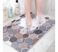 Tapis de douche extra large antidérapant : 60 x 80 cm - Tapis de bain pour l'intérieur de la baignoire - Antidérapant et anti-moisissure - Tapis de massage doux texturé en luffa avec drainage