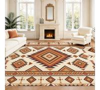Tapis de Enfant Vintage Américain Forme Géométrique, 140 x 200 cm Tapis Moquette de Chambre à Poils Ras, Paillasson Intérieur - pour Chambre à Coucher de Salon