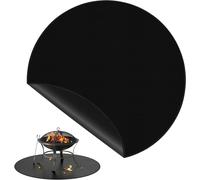 Tapis de foyer ignifuge - Tapis de protection pour poêle à bois - Protège le sol - Ignifuge, double face - 91 cm - Noir