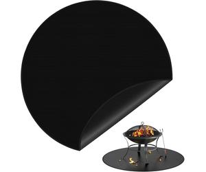 Tapis de foyer ignifuge - Tapis de protection pour poêle à bois - Protège le sol - Ignifuge, double face - 91 cm - Noir