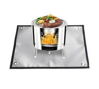 Tapis De Foyer - Tapis Ignifuge Pliable, Résistant À La Graisse, Renforcé en Fibre De Verre, Protection Résistante Taches | Grill De Camping en Plein Air, Poêle À Charbon De Bois, Camping-Car, Cab