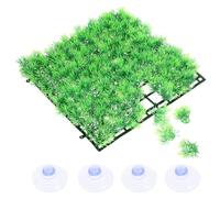 Tapis de Gazon Artificiel en Plastique, Vert pour Aquarium Décor Réaliste | Réutilisable, Fixation à Ventouse, Fond Épaissi, pour Bassin et Terrarium, Entretien Facile, Couleur Stable