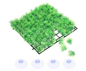 Tapis de Gazon Artificiel en Plastique, Vert pour Aquarium Décor Réaliste | Réutilisable, Fixation à Ventouse, Fond Épaissi, pour Bassin et Terrarium, Entretien Facile, Couleur Stable