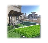 Tapis de Gazon synthétique Haut de Gamme, Gazon Artificiel réaliste avec Trous de Drainage - 1,5 x 10 m (5 x 33 pi) - Idéal pour l'aménagement paysager intérieur et extérieur : pelouse, Jard