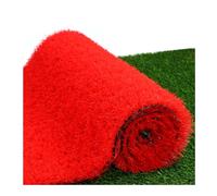 Tapis de Gazon synthétique Haute densité réaliste, 3 cm d'épaisseur avec Trous de Drainage, idéal pour terrasse, Balcon et Piscine - Rouge, 51 x 150 cm