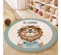 Tapis de Jeu à Poil Court pour Garçon Fille Adolescents Chambre à Coucher Salon Intérieur Shaggy Antidérapant Tapis de Plancher Rond Grands Coussinets Protecteurs éléphant Lion (Vert 3, Ø 60CM)