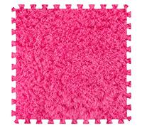 Tapis de Jeu carré en Mousse pelucheuse 16 pièces emboîtables, 30 x 30 cm, | Tapis de jeu carré en mousse souple à emboîter, avec une moelleuse et duveteuse, idéal pour le salon, la chambre et