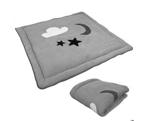 Tapis de jeu, de sol, d'éveil ou de parc bébé, enfant molletonné 1m x 1m - Gris - Monsieur Bébé