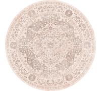 Tapis de jeu - Diamètre 200 cm - Rond - En caoutchouc - À poils courts - Style vintage oriental - Rose et orange