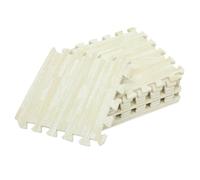 Tapis de Jeu Emboîtable Bébé 10 Pièces 30x30x1cm Eva | Beige, Effet Veinage Bois, Dalles en Mousse, Usage Jeu et Bébé Allongé