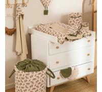 Tapis de jeu réversible et fond de parc fleurs et fausse fourrure beige (75x95 cm)