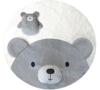 Tapis de jeu rond pour bébé Unyqoos® de 90 cm – réversible, surface en sherpa, rembourrage de 20 mm, hypoallergénique, motif ours avec un ours en peluche intégré