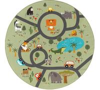 Tapis de jeu - THE CARPET - Happy Life - Animaux de la jungle - Vert - 200x200 cm - Rond