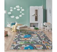 Tapis de jeu - THE CARPET - Happy Life - Lavable - Gris - 080 x 150 cm