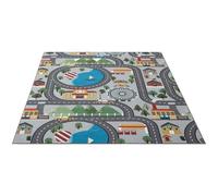 Tapis de jeu - THE CARPET - Happy Life - Lavable - Gris - 100 x 200 cm