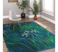 Tapis de l’Espace Jardin Printemps Iris Tapis Lavable Salon Chambre Rectangle Fleurs antidérapant Doux Salle Manger sous-Table 200x300cm