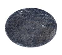 Tapis de lavage moderne LAPIN circle shaggy antidérapant ivoire / noir cercle 100 cm