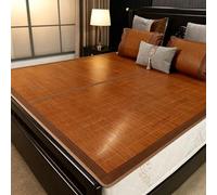 Tapis de Lit en Bambou Pliable, Double Face en Bambou Tressé et Rotin | Matelas Rafraîchissant d'Été Respirant, Surmatelas de Couchage en Bambou pour Chambre et Maison(Yellow,160x200cm/5.2x6.6Ft)