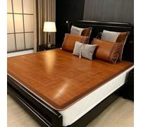 Tapis de Lit en Bambou Pliable, Double Face en Bambou Tressé et Rotin | Matelas Rafraîchissant d'Été Respirant, Surmatelas de Couchage en Bambou pour Chambre et Maison(Brown,160x200cm/5.2x6.6Ft)