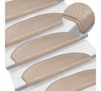 Tapis de Marche Auto-Adhesifs 15 Pieces 80 x 24,5 x 3,5 cm Taupe | Matériau tufté PP durable, surface dérapante, bandes adhésives double face, lavable et pliable, design semi-circulaire