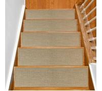 Tapis De Marche D’escalier Antidérapant Pour Bois, Lot De 15, 25 x 91 cm, Adhésif Réutilisable, Lavable, Beige