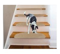 Tapis de Marche d'escalier Autocollant et Facile d'entretien, Lot de 15,Polyester,65*21*4cm-Marron clair-MARCHETTE ESCALIER