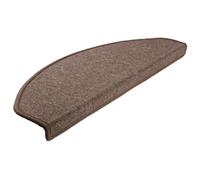 Tapis de Marches 30 Pièces 65 x 24 x 4 cm Café Brun Demi-Rond dérapant | Lavable, pliable, adhésif double face, 100% PP capitonné, usage intérieur, escaliers