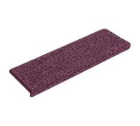 Tapis De Marches 30 Pieces 65x21x4 cm Violet Fonce avec Bordure | 100% PP capitonne, dérapant, lavable en machine, pliable, fixation adhésive double face, haut et avant des