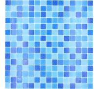 Tapis de mosaïque en verre - Mélange classique - Bleu - 5F - Papier collé - Mosaïque de piscine