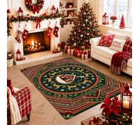 Tapis de Noël avec motif renne nordique 1,2 x 1,8 m | Cabine, renne, pull nordique, vacances d'hiver festives, entrée intérieure
