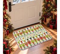 Tapis de Noël motif casse-noisette 0,6 x 0,9 m | Motif casse-noisette, thème de vacances d'hiver, décoration d'entrée, accents saisonniers, illustration fantaisie