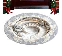 Tapis de Noël rond 3,28 m Illusion d'optique Tapis antidérapant | Paillasson pour maison, ferme, entrée, chambre, balcon, fête de vacances