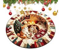 Tapis de Noël rond 3,28 m Illusion d'optique Tapis antidérapant | Paillasson pour maison, ferme, entrée, chambre, balcon, fête de vacances