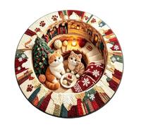 Tapis de Noël rond 3,28 m Illusion d'optique Tapis souple antidérapant | Joli tapis de sol décoratif pour fête de vacances, entrée, salon, ferme, chambre à coucher, balcon
