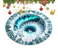 Tapis de Noël rond 3,28 m Illusion d'optique Tapis souple antidérapant | Tapis de sol de vacances, décoration pour salon, chambre à coucher, balcon
