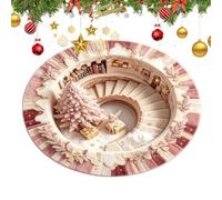 Tapis de Noël rond 3,28 m Illusion d'optique Tapis souple antidérapant | Tapis d'intérieur de Noël pour maison, ferme, entrée, chambre à coucher, balcon, fête de vacances