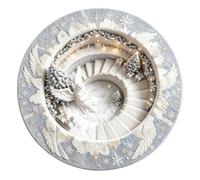 Tapis de Noël rond 3,28 m optique - Illusion antidérapant doux tapis | Tapis de sol rond pour salon, chambre à coucher, salon, ferme, balcon, fête de vacances, Noël, 1 m