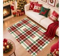 Tapis de Noël traditionnel à carreaux 1,2 x 1,8 m | Tartan traditionnel à carreaux, décoration saisonnière d'hiver, esthétique de ferme confortable, accents de sol d'intérieur