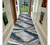 Tapis de Passage Scandinave 0.6cm Triangles Graphiques Colorés,0.8m x 2.5m | Tapis couloir moderne aux triangles géométriques multicolores, profil fin 0.6cm, dossier antidérapant et lavable