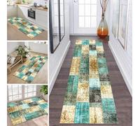 Tapis de Passage Tapis Cuisine Devant Evier Lavable Antiderapant 90X160CM TapisCouloir Paillasson Interieur Brun Bleu Turquoise Tapisd'Entrée Moquette Polyester Salon Chambre d'enfant Buanderie