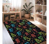 Tapis de pelleteuse, moderne et ludique, construction de camion bulldozer noir, bord antidérapant, tapis rectangulaire pour salon, chambre à coucher, décoration d'appartement, 1,2 x 1,8 m