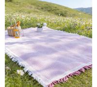 Tapis de pique-nique en flanelle douce imperméable à carreaux, couverture de camping d'extérieur, tapis de pique-nique rose-violet, fournitures de voyage pour plage, parc, pelouse, portable, léger, pl