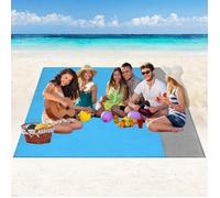 Tapis de Plage, Couverture de Pique-Nique Anti Sable 210 * 200cm Portable Imperméable Pliable avec 4 Piquets pour Plage, Camping,