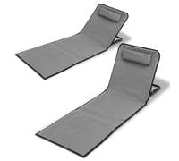Tapis de plage pliable Jopassy, avec coussin, réglable en 5 positions de hauteur, avec sangle de transport, couleur gris